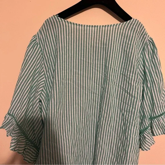 LC Lauren Conrad Plus Size Seersucker Flounce Blouse - Picture 9 of 11